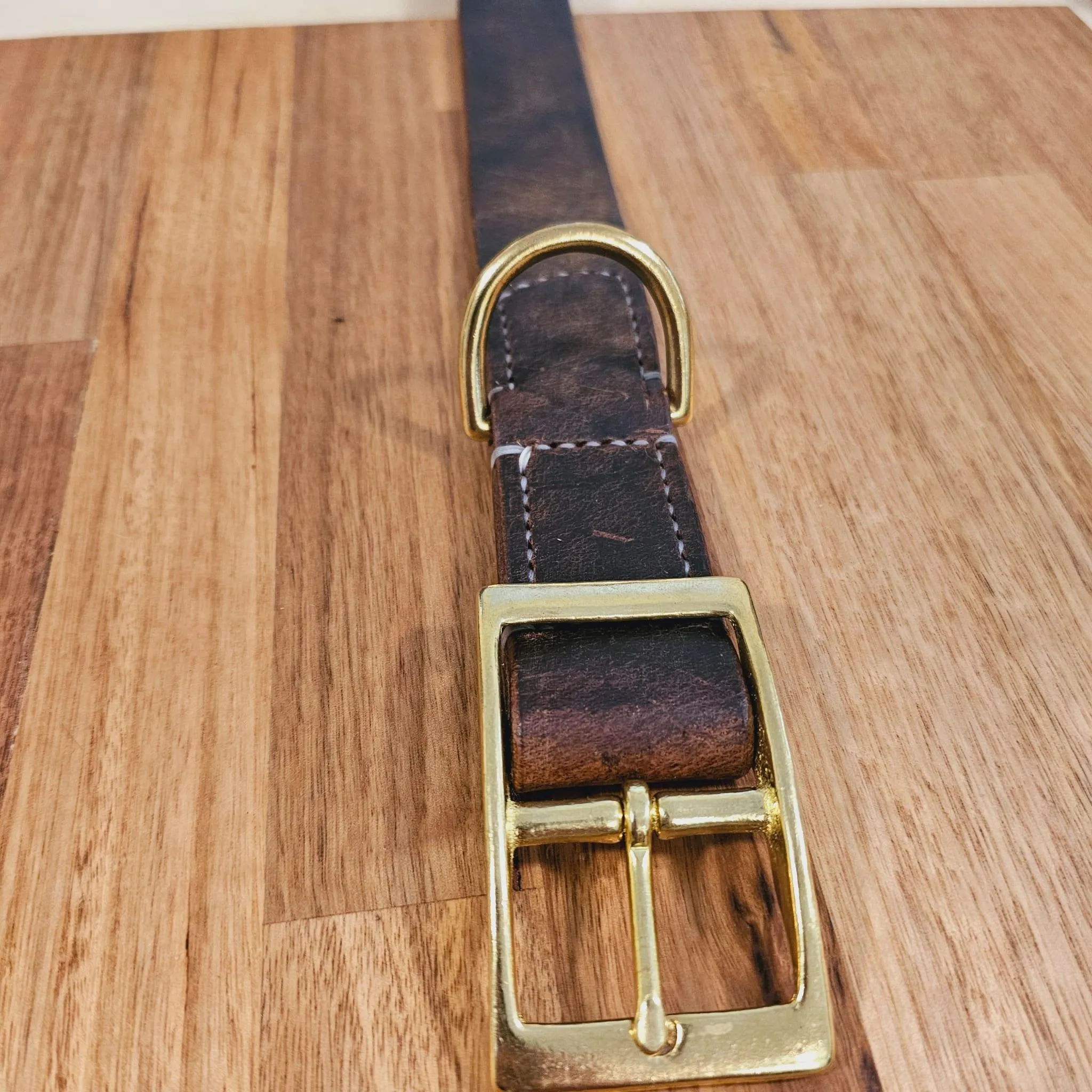 1.5 Inch Horween Pull Up Leather Dog Collar (50-60cm Neck)