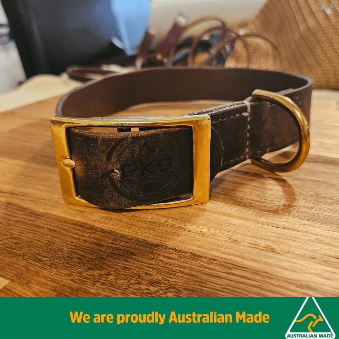 1.5 Inch Horween Pull Up Leather Dog Collar (50-60cm Neck)