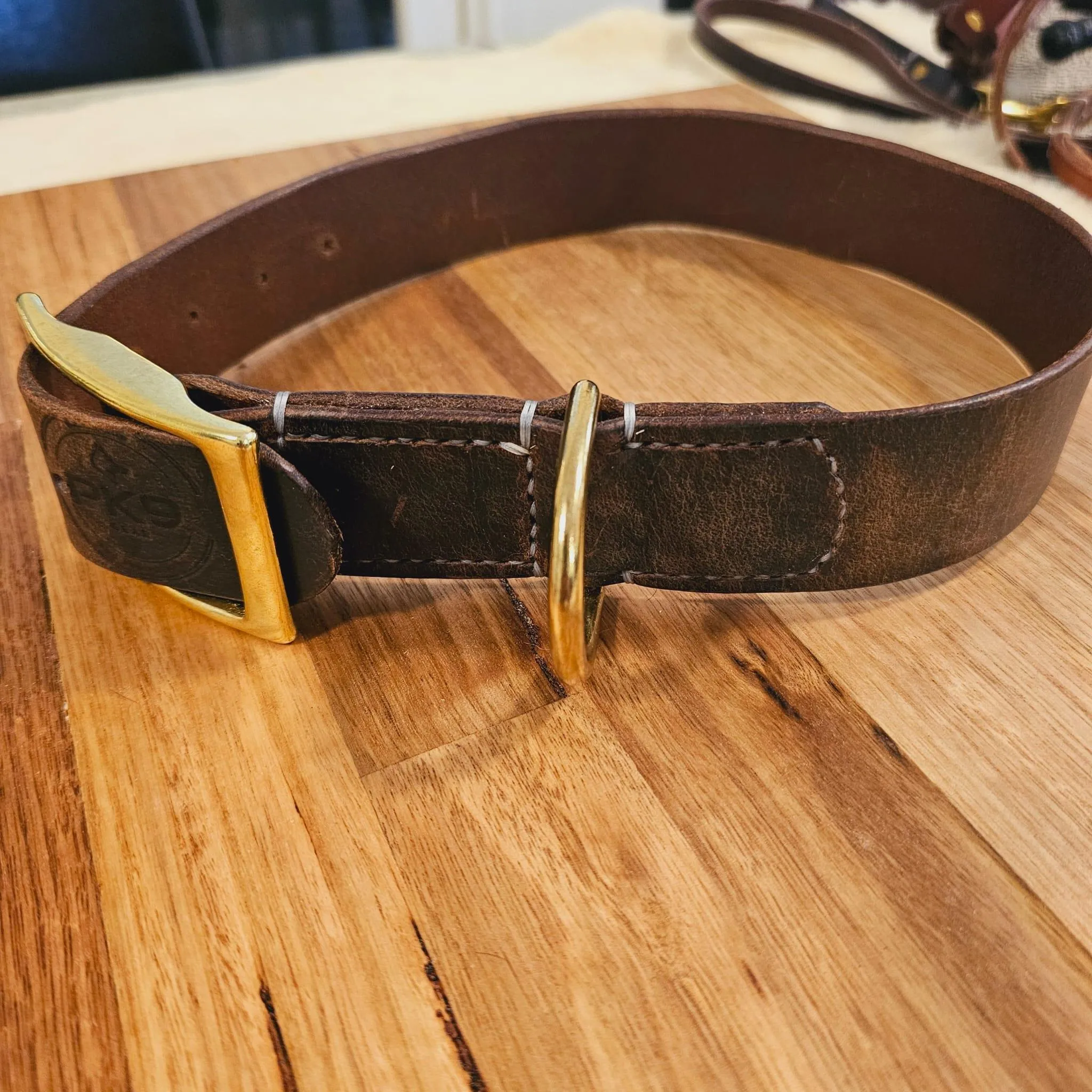 1.5 Inch Horween Pull Up Leather Dog Collar (50-60cm Neck)