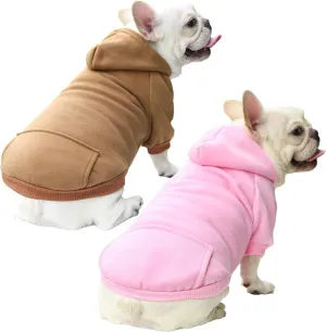 2 Pack Dog Hoodie, Small Dog Clothes Winter Puppy Sweatshirts with Pockets Warm Dog Jacket for Small Dogs Boy Girl Pet Cat, Kitten Chihuahua Bulldog Pug Beagles Coat Clothing Custume