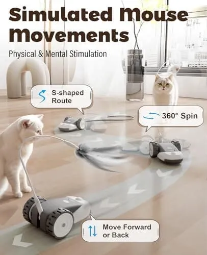 3-in-1 Interactive Cat Toy - 2-Speed Automatic Moving Mouse Cat Toys