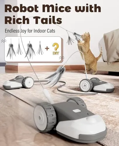 3-in-1 Interactive Cat Toy - 2-Speed Automatic Moving Mouse Cat Toys