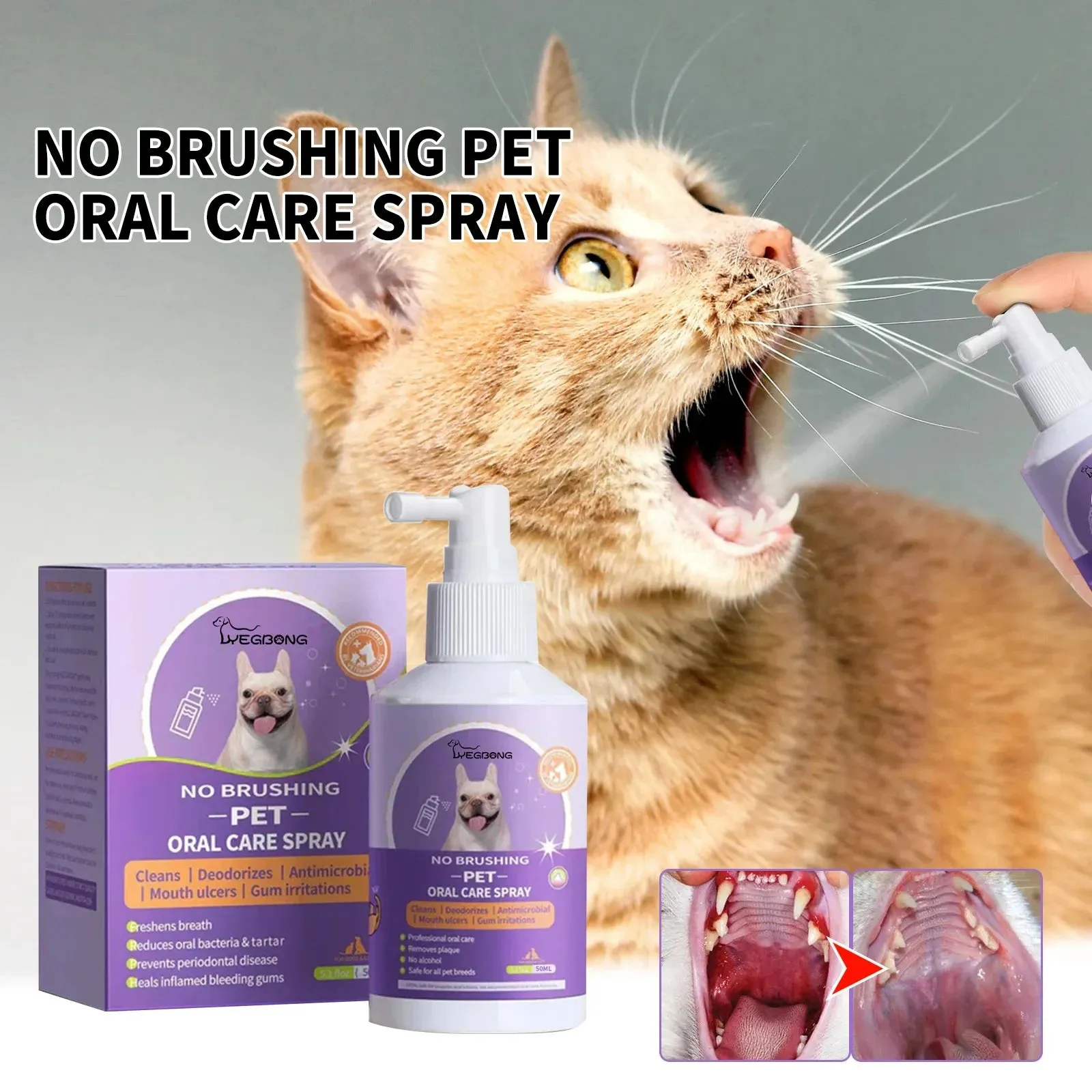 50 ML Pet Oral Cleanse Spray For Dogs And Cats Teeth - Cleaner & Deodorant