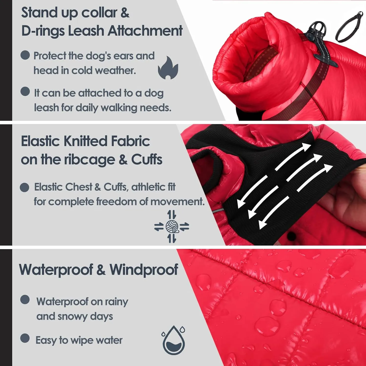 AOFITEE Dog Coat, Warm Fullbody Dog Snowsuit & Zip Up Fleece Vest with Cold Weather Protection, Waterproof, Reflective, Windproof Apparel for Small Dogs 2XL