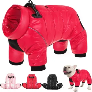 AOFITEE Dog Coat, Warm Fullbody Dog Snowsuit & Zip Up Fleece Vest with Cold Weather Protection, Waterproof, Reflective, Windproof Apparel for Small Dogs 2XL