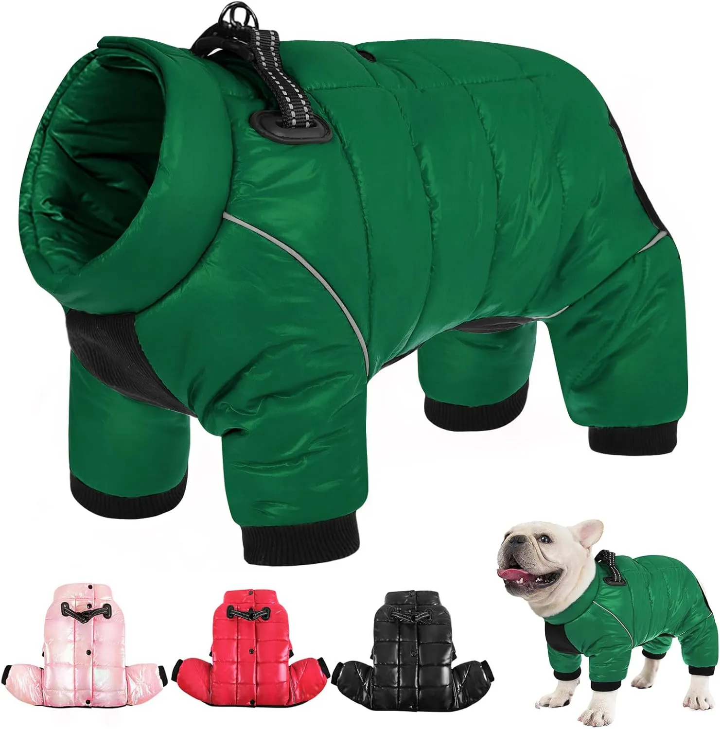 AOFITEE Dog Jacket - Fullbody Winter Snowsuit, Zip Up Fleece with Reflective Stripes, Waterproof & Windproof for Small Dogs 2XL