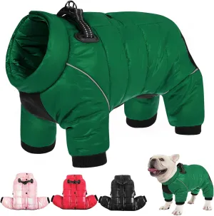 AOFITEE Dog Jacket - Fullbody Winter Snowsuit, Zip Up Fleece with Reflective Stripes, Waterproof & Windproof for Small Dogs 2XL
