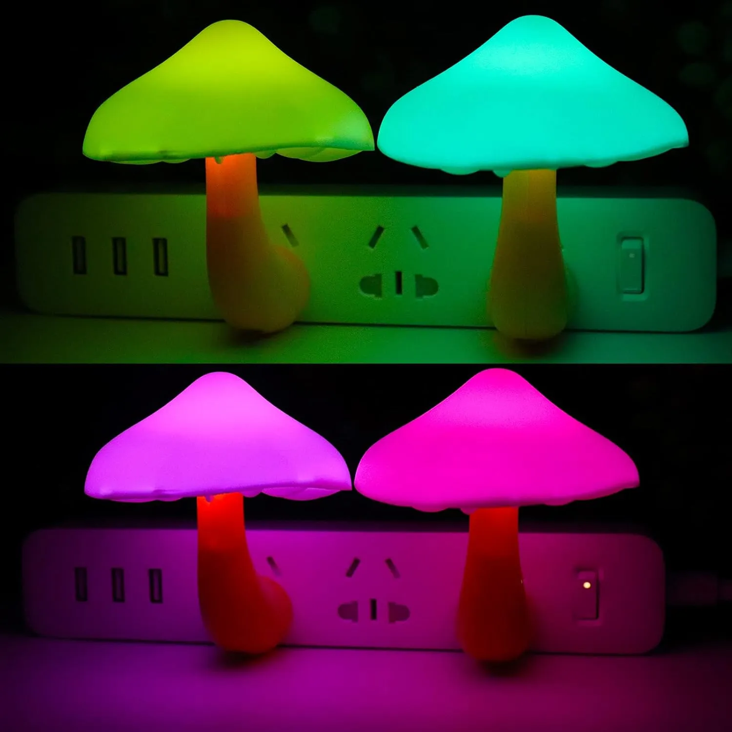 AUSAYE Sensor LED Night Light Plug in Lamp Mushroom Night Light 7-Color Changing Magic Mini Pretty Mushroom-Shaped Night Lights for Adults Kids NightLight