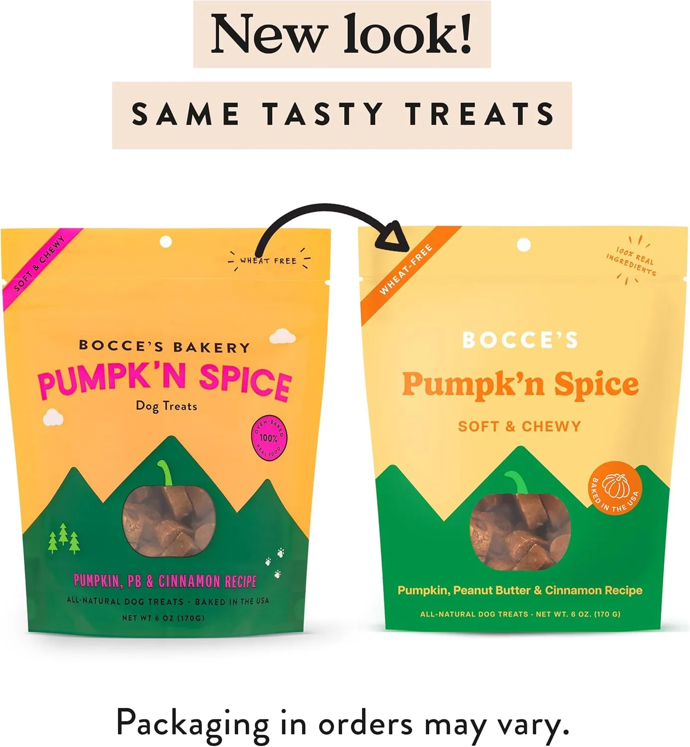 Bocces Bakery Pumpk'n Spice Treats for Dogs, Wheat-Free Everyday Dog Treats, Made with Real Ingredients, Baked in The USA, All-Natural Soft & Chewy Cookies, Pumpkin, Peanut Butter, & Cinnamon, 6 oz