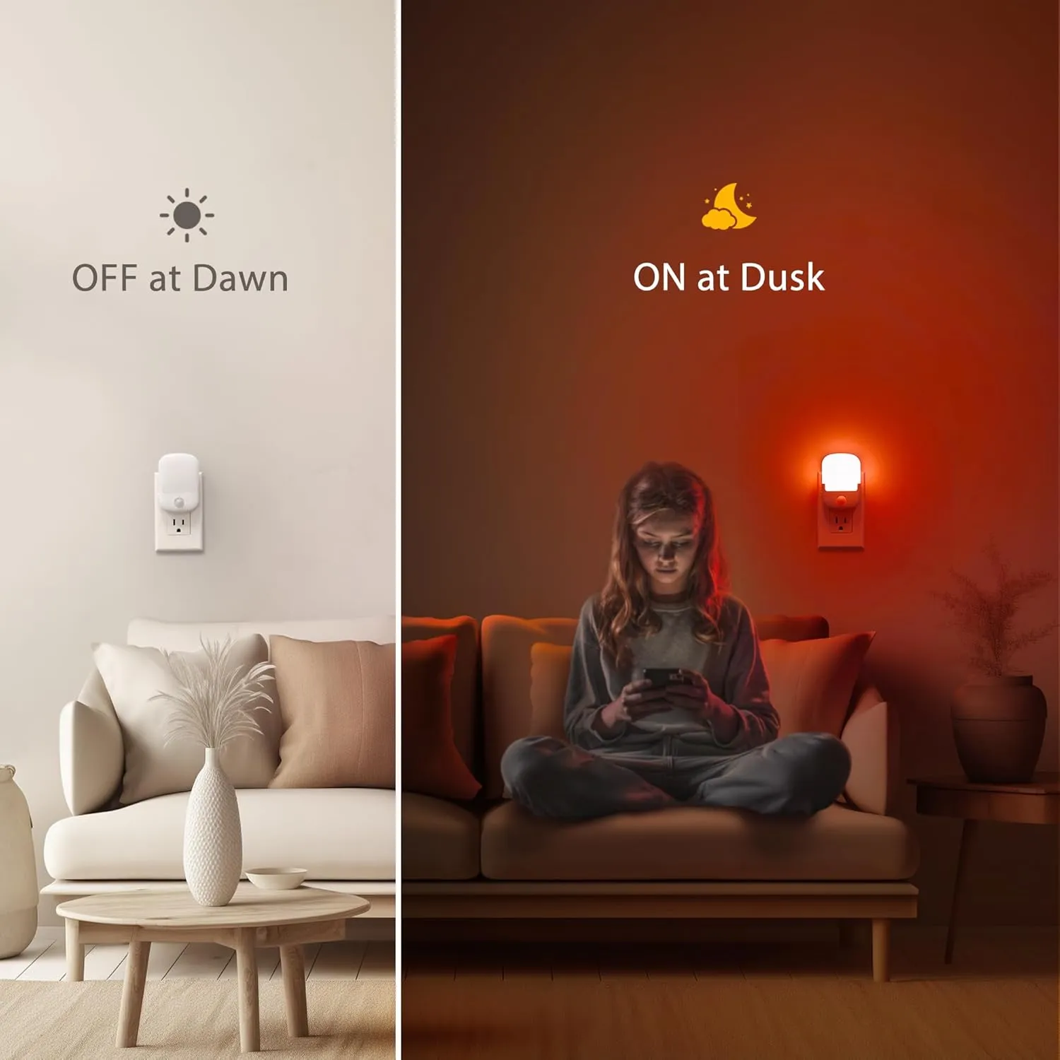 Briignite Red Motion Sensor Night Light, Night Light, Dusk to Dawn Night Light 2Pack, Dimmable Led Night Light, Night Light for Kids, 1W Night Lights Plug into Wall for Bedroom, Kid Room, Bathroom