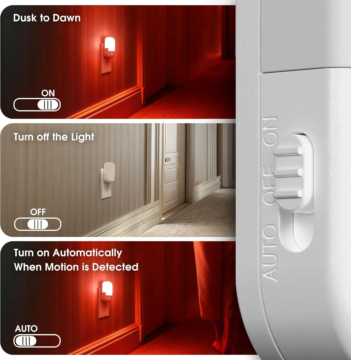 Briignite Red Motion Sensor Night Light, Night Light, Dusk to Dawn Night Light 2Pack, Dimmable Led Night Light, Night Light for Kids, 1W Night Lights Plug into Wall for Bedroom, Kid Room, Bathroom