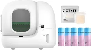 Bundle of PETKIT PuraMax 2 Self-Cleaning Automatic Cat Litter Box, App Control Litter Box   5 Rolls Replacement Waste Bags   3 Packs N50 2.0 Odor Remover