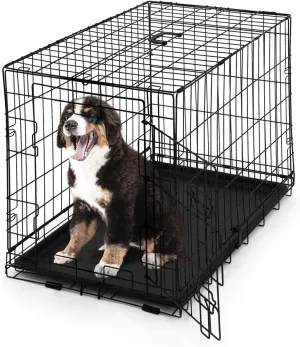 CAPHAUS Foldable Dog Crate Wire Metal Dog Kennel w/Leak-Proof Pan & Protecting Feet & Divider Panel, Single Door, Small, Medium & Large Dog Crate Indoor Wire Dog Cage, 30 New Version w/Single Door