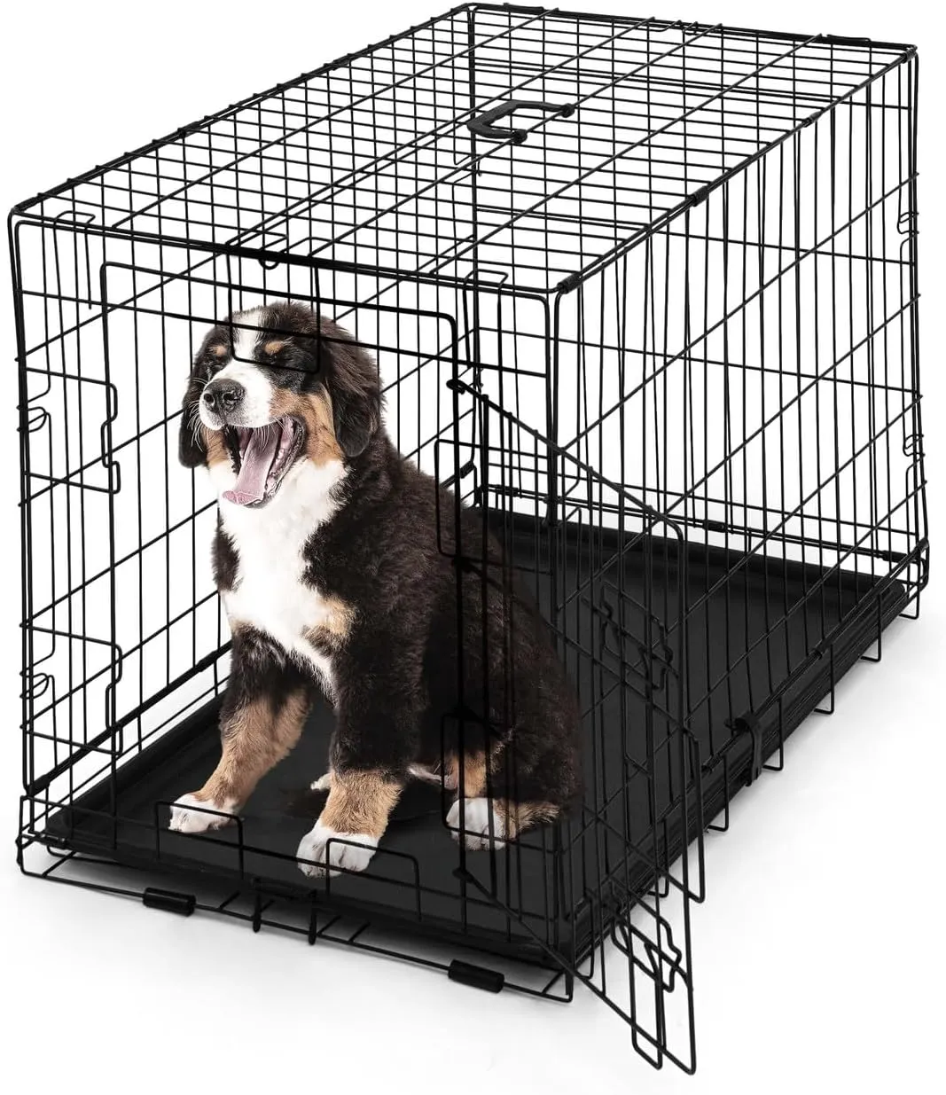CAPHAUS Foldable Dog Crate Wire Metal Dog Kennel w/Leak-Proof Pan & Protecting Feet & Divider Panel, Single Door, Small, Medium & Large Dog Crate Indoor Wire Dog Cage, 30 New Version w/Single Door