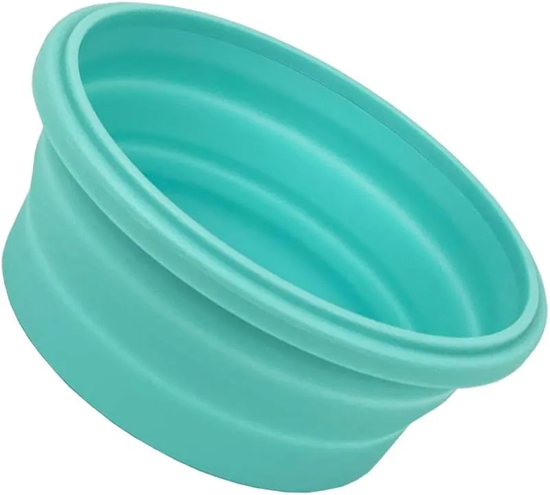 CARTINTS Small Collapsible Bowl Silicone Food Storage Containers Collapsible Camping Bowl for Travel Camping Hiking with Airtight Plastic Lids and 2Pack Silicone Dish Sponges- Blue, 350ml