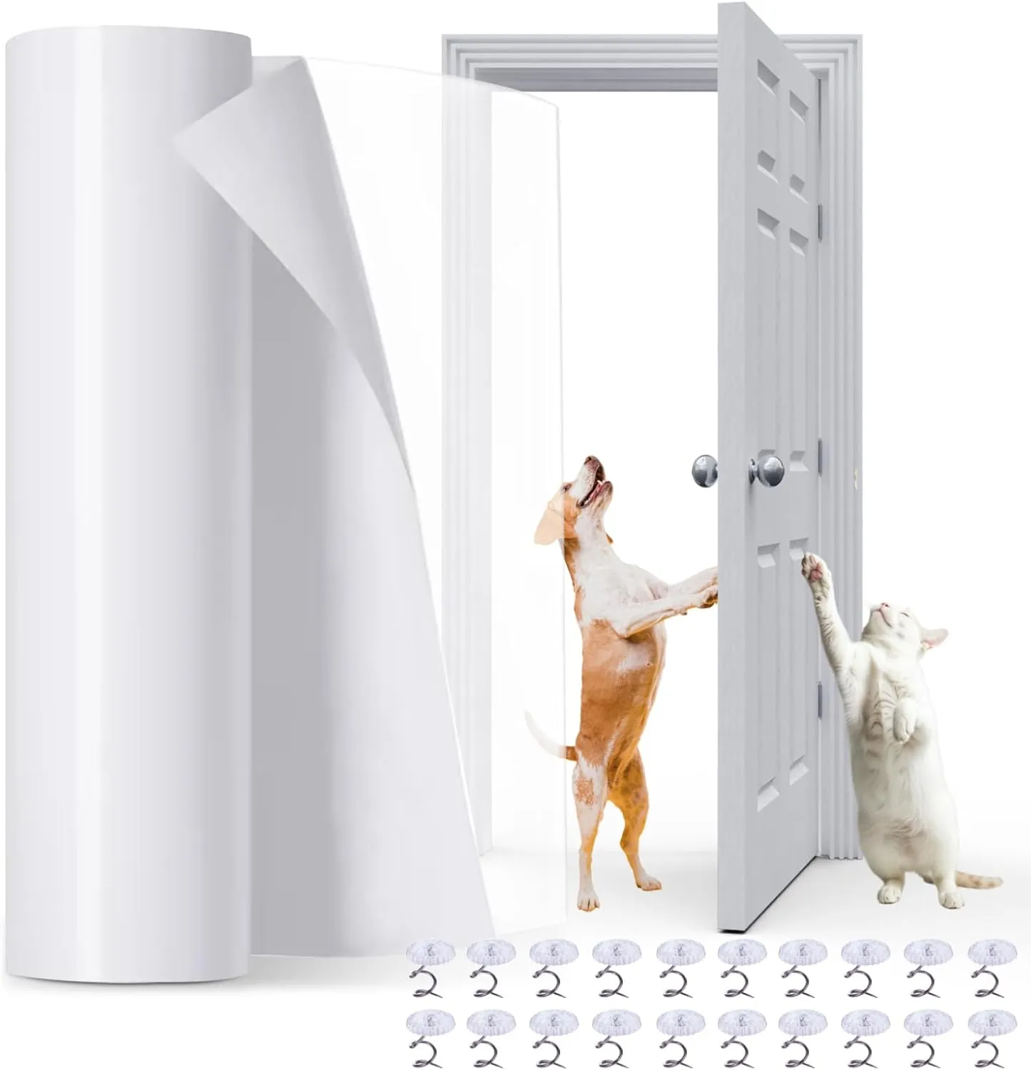 Cat Scratch Furniture Protector, 118"x12" Transparent Single-Sided Sticky Couch Scratch Protector w/ 20 Twist Pins