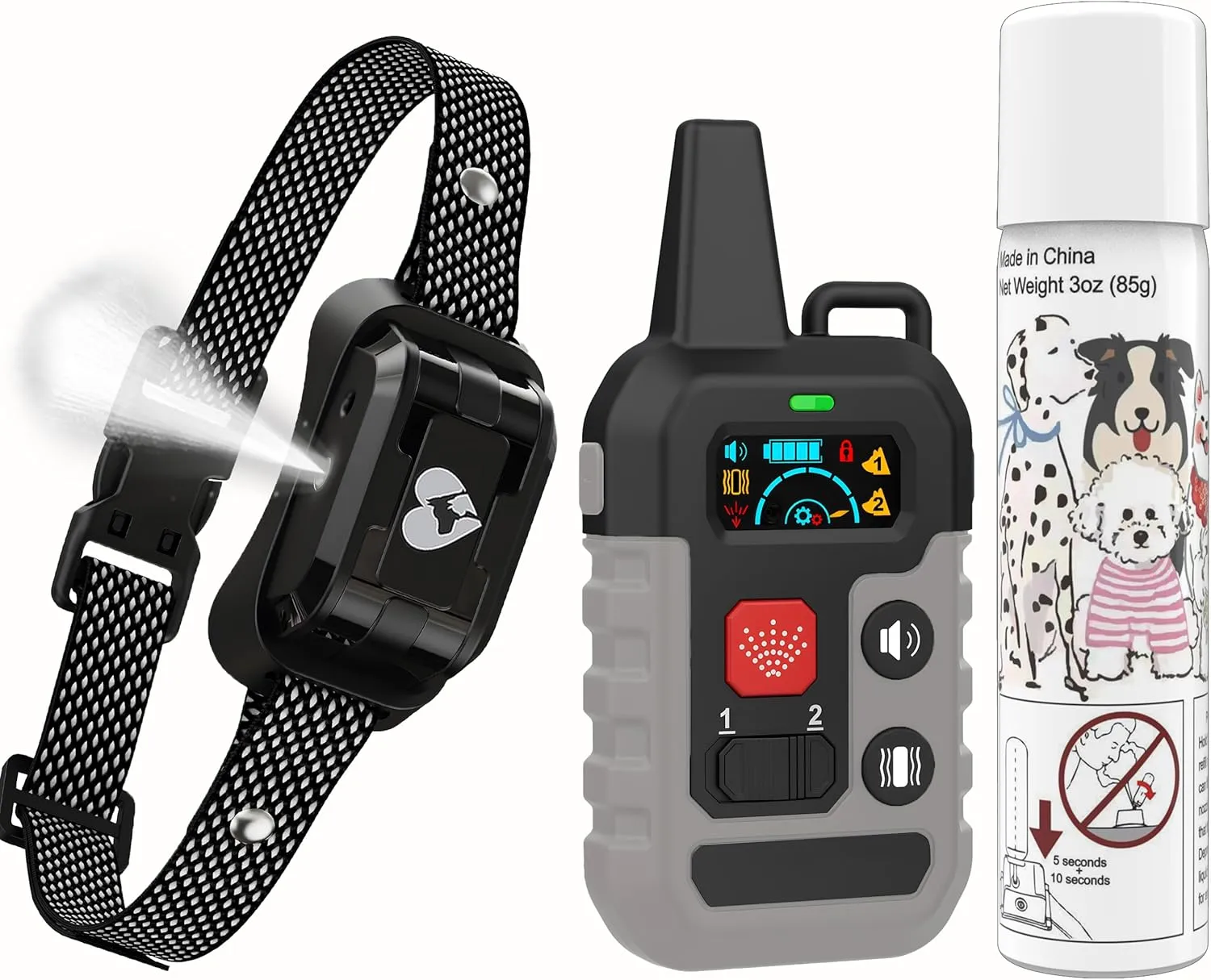 Citronella Dog Training Collar with Remote, 4 Modes Beep/Vibration/Spray/Spray Enhancement, Humane Safe Rechargeable Dog Bark Collar, IPX7 Waterproof Spray Collar, Range 300m Only Work with Remote