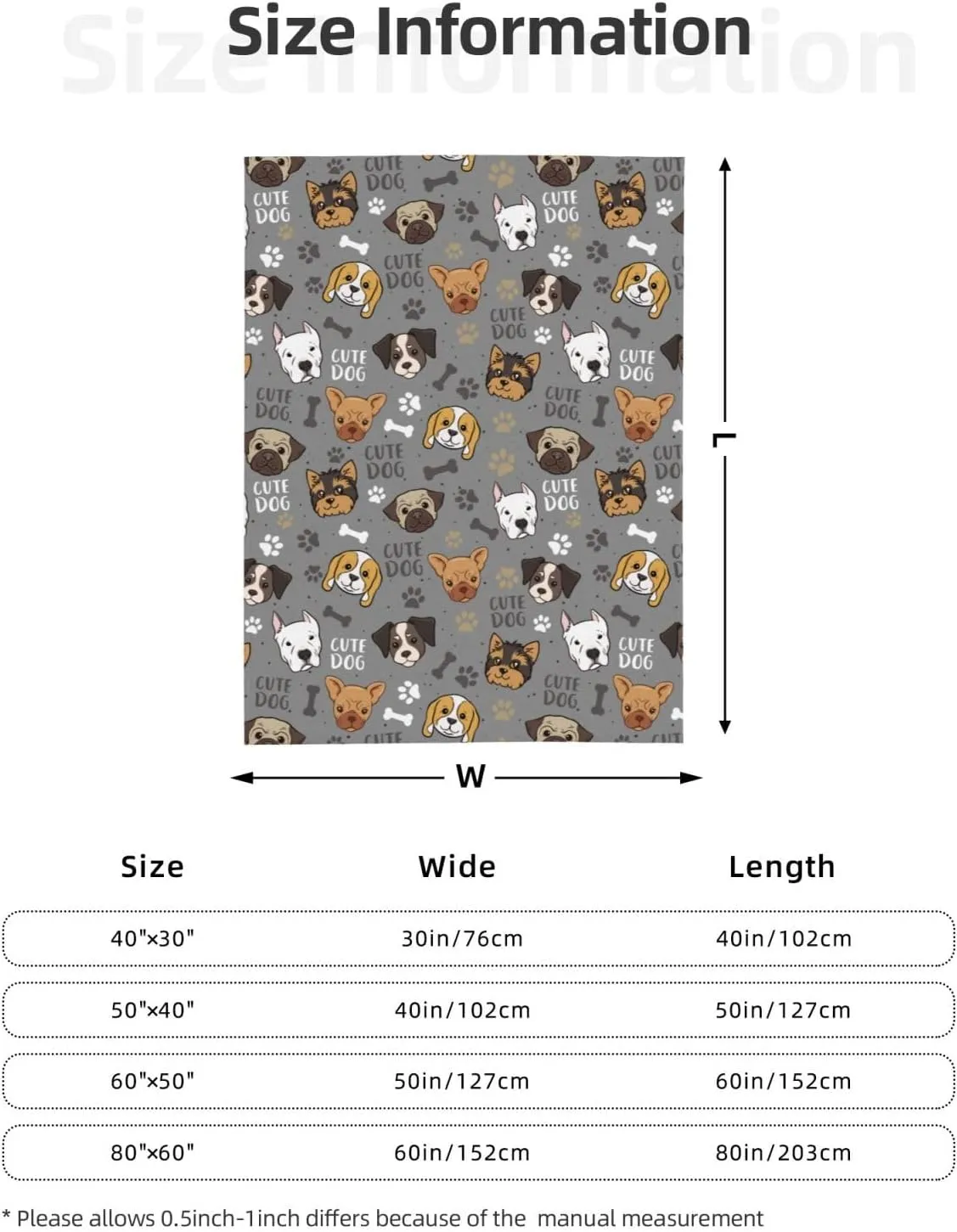 Cute Dogs Blanket Throw Blanket for Bed Soft Cozy Fluffy Couch Blankets Fleece Blanket Throw Gifts for Women Men Girls Boys 50"x40"