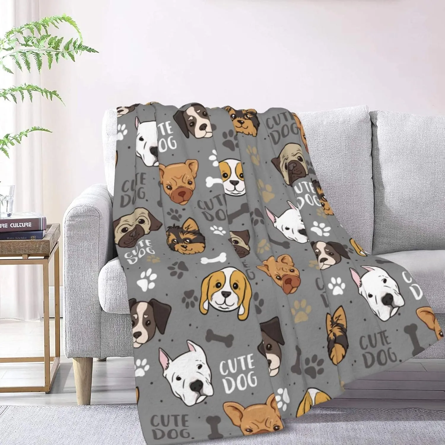 Cute Dogs Blanket Throw Blanket for Bed Soft Cozy Fluffy Couch Blankets Fleece Blanket Throw Gifts for Women Men Girls Boys 50"x40"