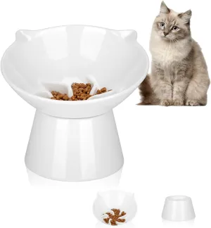 Detachable Elevated Slow Feeder Cat Bowl,7 Inch Large Extra Wide Cat Slow Feeder Bowl,Tilted Raised Cat Bowl Slow Feeder,Whisker Fatigue,Anti-Vomiting Adjustable Cat Food Bowl for Cats,Small Dogs