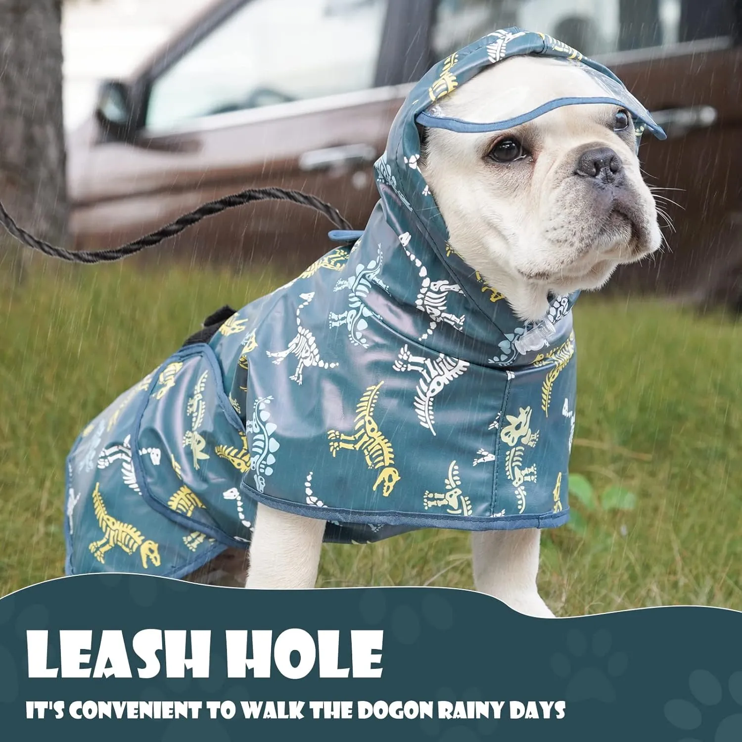 Dog Raincoat for Small Dogs, Dog Rain Jacket with Clear Hooded, Waterproof Dog Rain Coat with Adjustable Belly Strap, Dogs Safety Vest for Outdoor Adventures Walking(Green,S)
