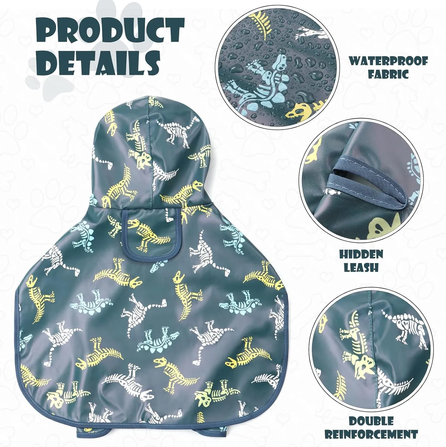 Dog Raincoat for Small Dogs, Dog Rain Jacket with Clear Hooded, Waterproof Dog Rain Coat with Adjustable Belly Strap, Dogs Safety Vest for Outdoor Adventures Walking(Green,S)