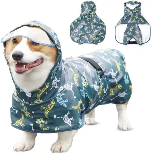 Dog Raincoat for Small Dogs, Dog Rain Jacket with Clear Hooded, Waterproof Dog Rain Coat with Adjustable Belly Strap, Dogs Safety Vest for Outdoor Adventures Walking(Green,S)