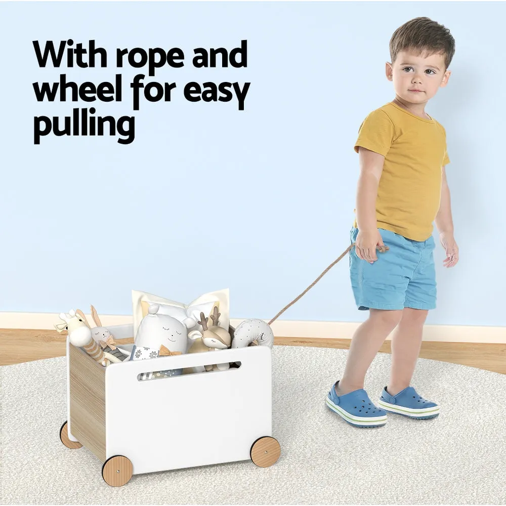 Durable Kids Toy Storage Box with Wheels & Handles - Keezi