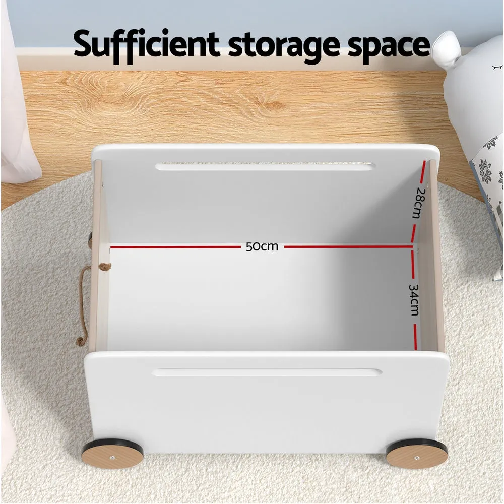 Durable Kids Toy Storage Box with Wheels & Handles - Keezi