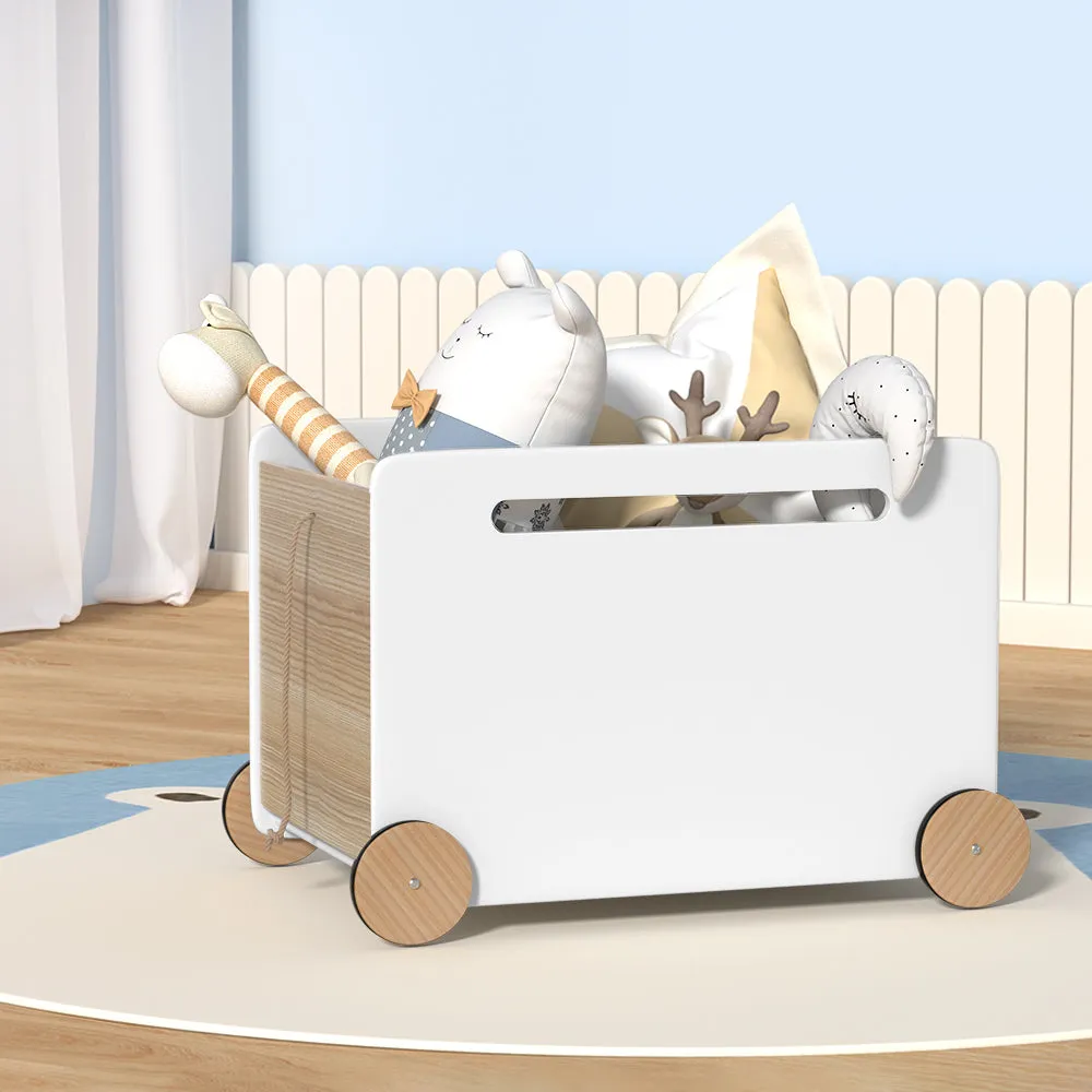 Durable Kids Toy Storage Box with Wheels & Handles - Keezi