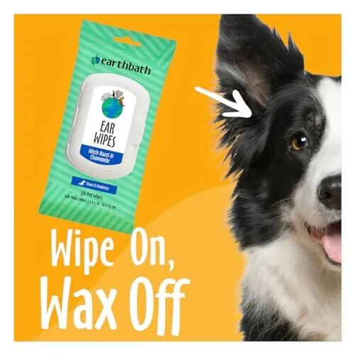 Earthbath Grooming Ear Wipes with Witch Hazel and Chamomile - 30 Pack
