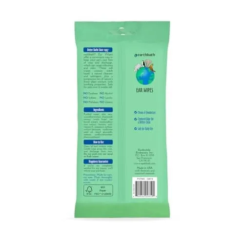 Earthbath Grooming Ear Wipes with Witch Hazel and Chamomile - 30 Pack