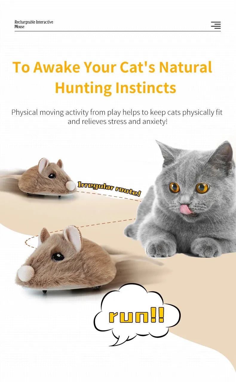 Electric Interactive Mouse Cat Toys Funny Plush Toy Smart Pet Interactive Movement Toys Fast Moving Pet Cat Accessories