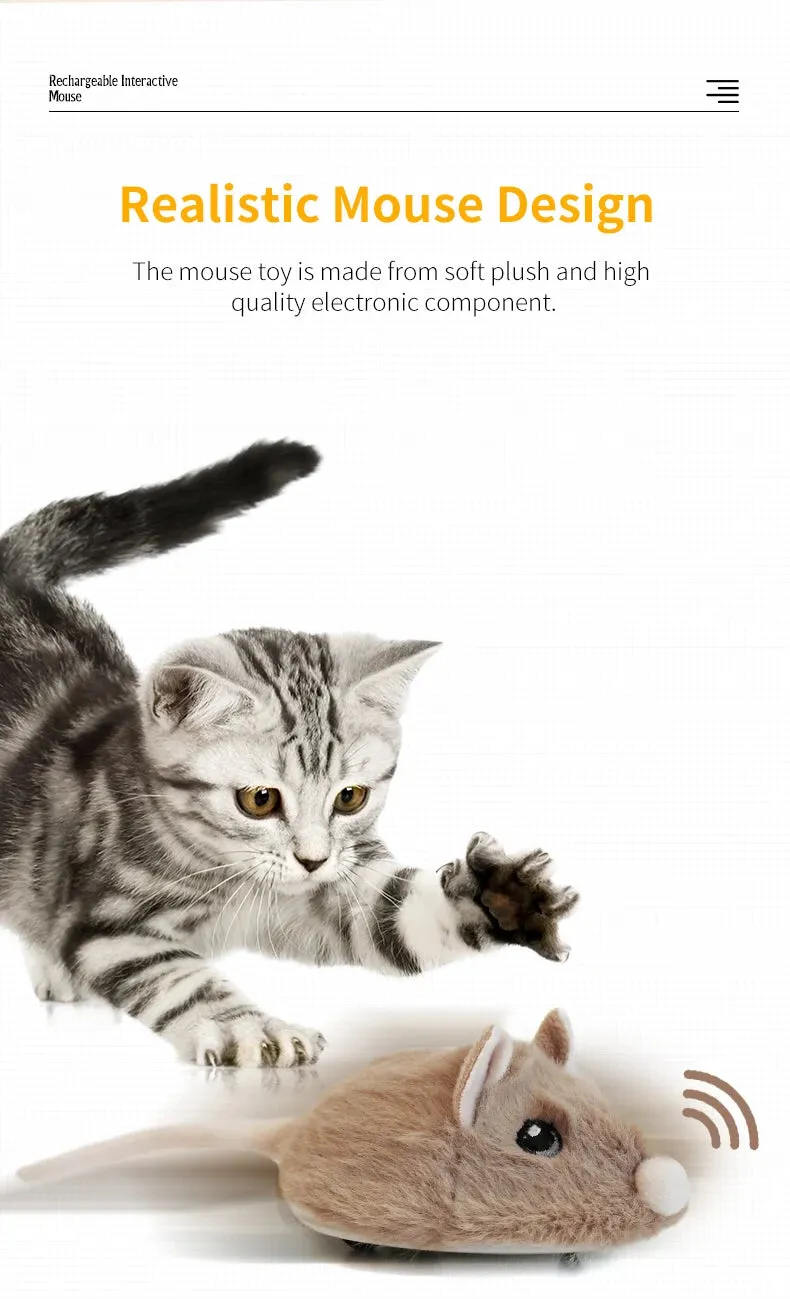 Electric Interactive Mouse Cat Toys Funny Plush Toy Smart Pet Interactive Movement Toys Fast Moving Pet Cat Accessories