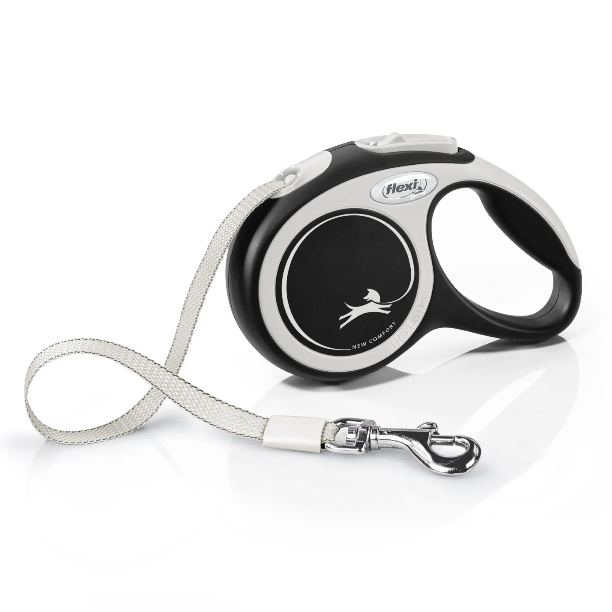Flexi Comfort 10ft Tape Dog and Cat Leash in Black Grey XSM up to 26lbs