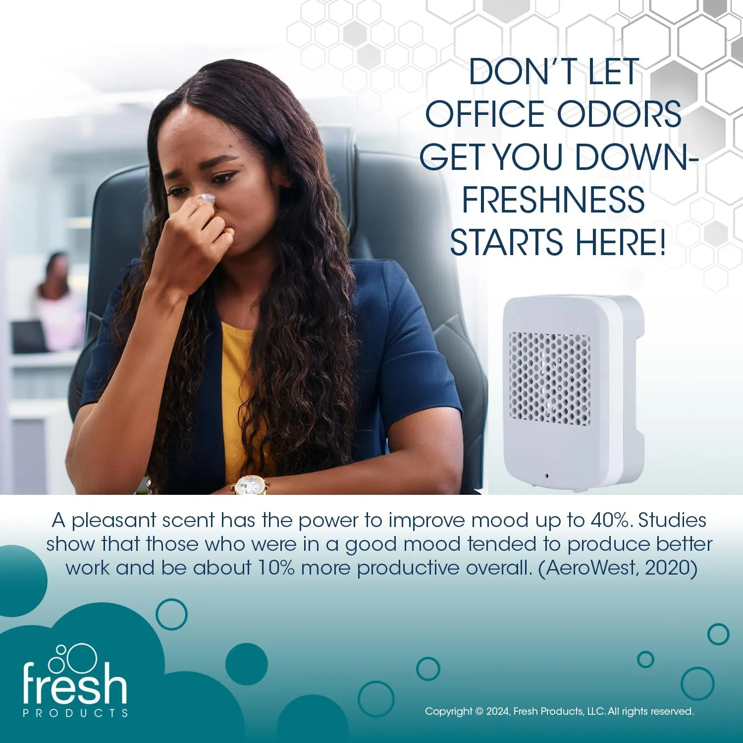Fresh Products myfresh 2.0 Personal Air Freshener with Dry Fragrance Technology for Small Spaces Compact Design Motion Sensor Battery Operated White Dispenser 1 pk