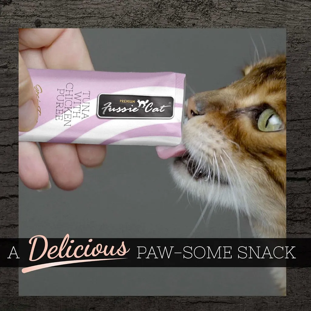 Fussie Cat Tuna with Chicken Puree Lickable Cat Treats, 0.5-oz x 4-tubes