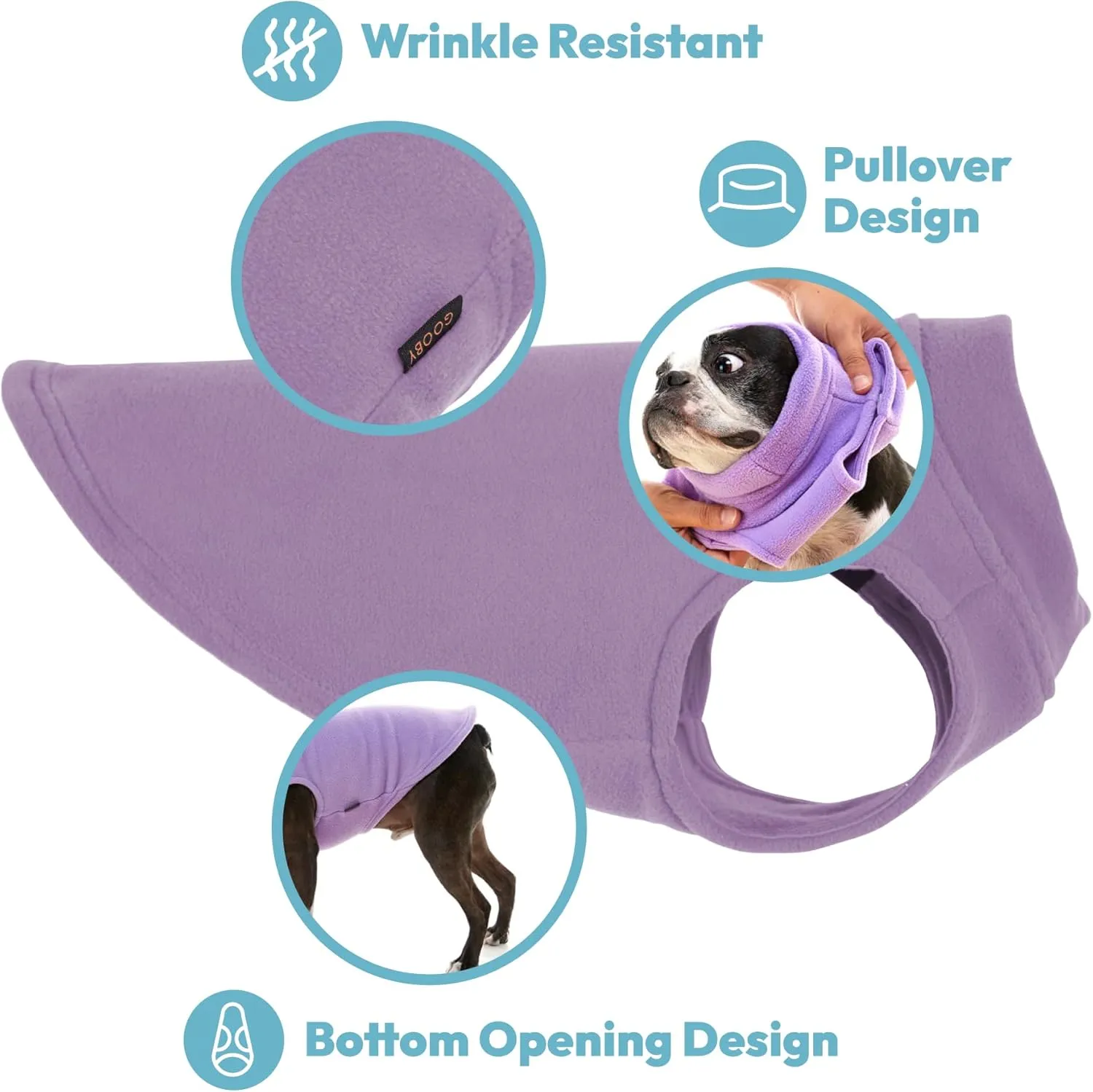 Gooby - Stretch Fleece Vest, Pullover Fleece Vest Jacket Sweater for Dogs, Lavender, X-Small