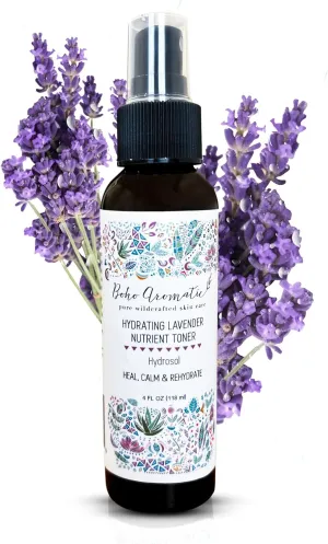 Hydrating Lavender Facial Mist  Natural Face Spray Toner with Pure Lavender Hydrosol  Refreshing & Calming Skincare Mist for Dry or Sensitive Skin  4 fl oz by Boho Aromatic