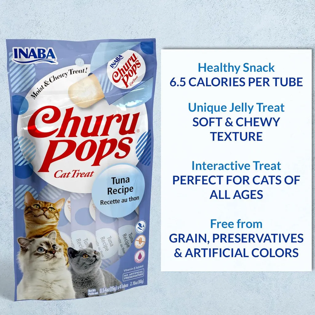 Inaba Churu Pops Tuna Recipe Lickable Cat Treats, 0.54 x 4-tubes
