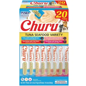 Inaba Churu Tuna Seafood Variety Pack Grain-Free Lickable Treat for Cats