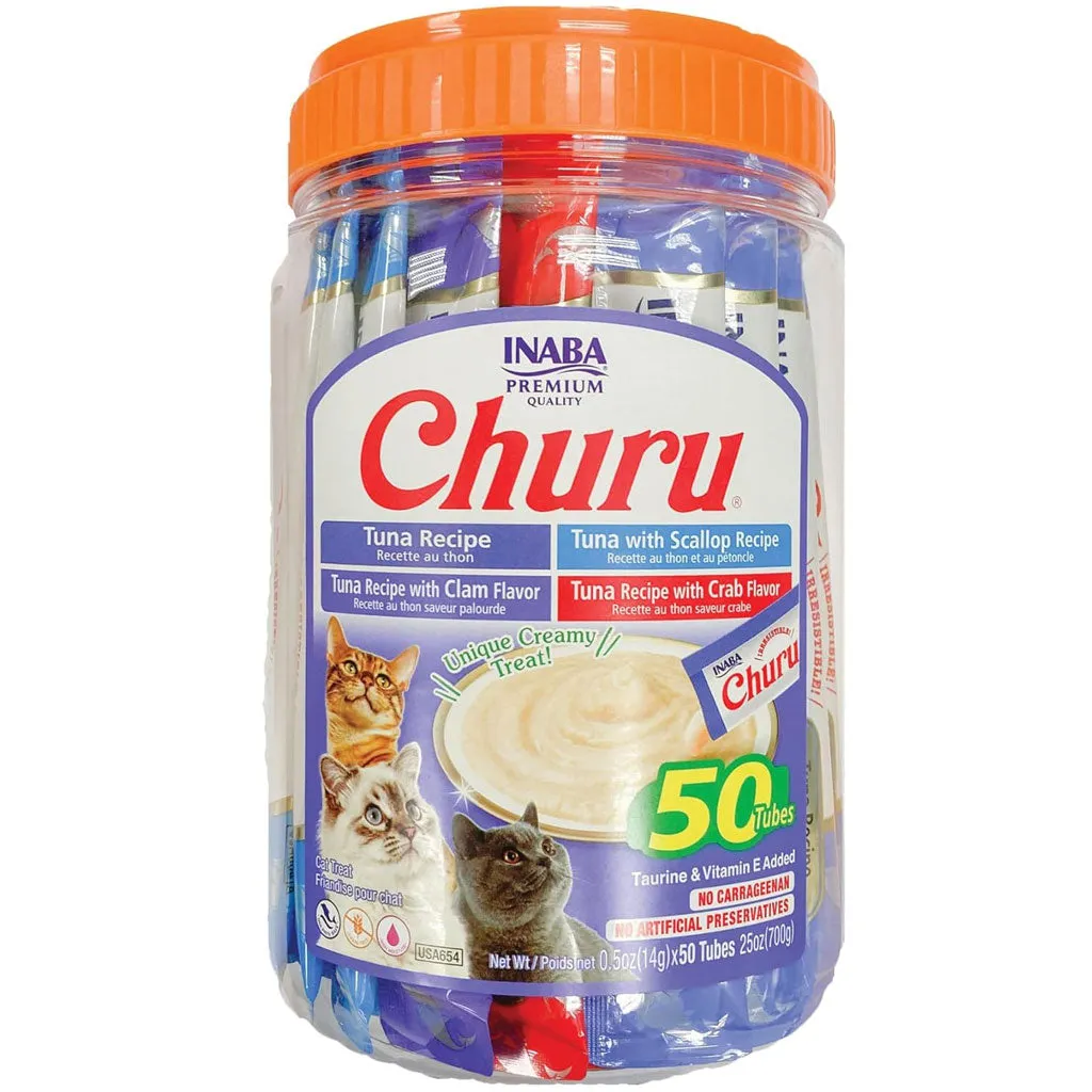 Inaba Churu Tuna Seafood Variety Pack Grain-Free Lickable Treat for Cats