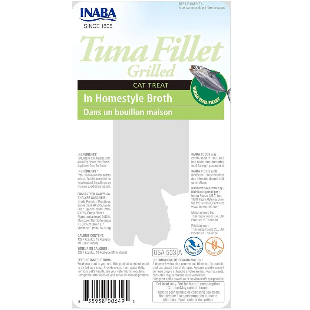 Inaba Grilled Tuna Fillet in Homestyle Flavored Broth Cat Treat, 0.52-oz