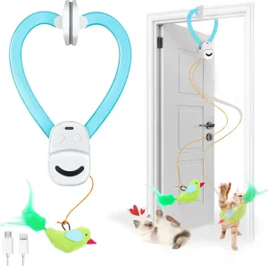 Interactive Cat Toys for Indoor Cats Automatic Electric Flying Bird Feather Wand Toy - Best Kitten & Adult Cat Enrichment Stimulation Toy Hanging Electric Kitty Toys for Bored Cats
