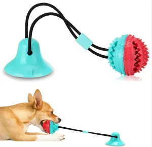 Interactive Dog Toys Tug of War, Mentally Stimulating Toys for Dogs, Puppy Teething Toys for Boredom to Keep Them Busy, Dog Puzzle Treat Food Dispensing Ball Toy for Small Medium Dogs(Red Turquoise)!