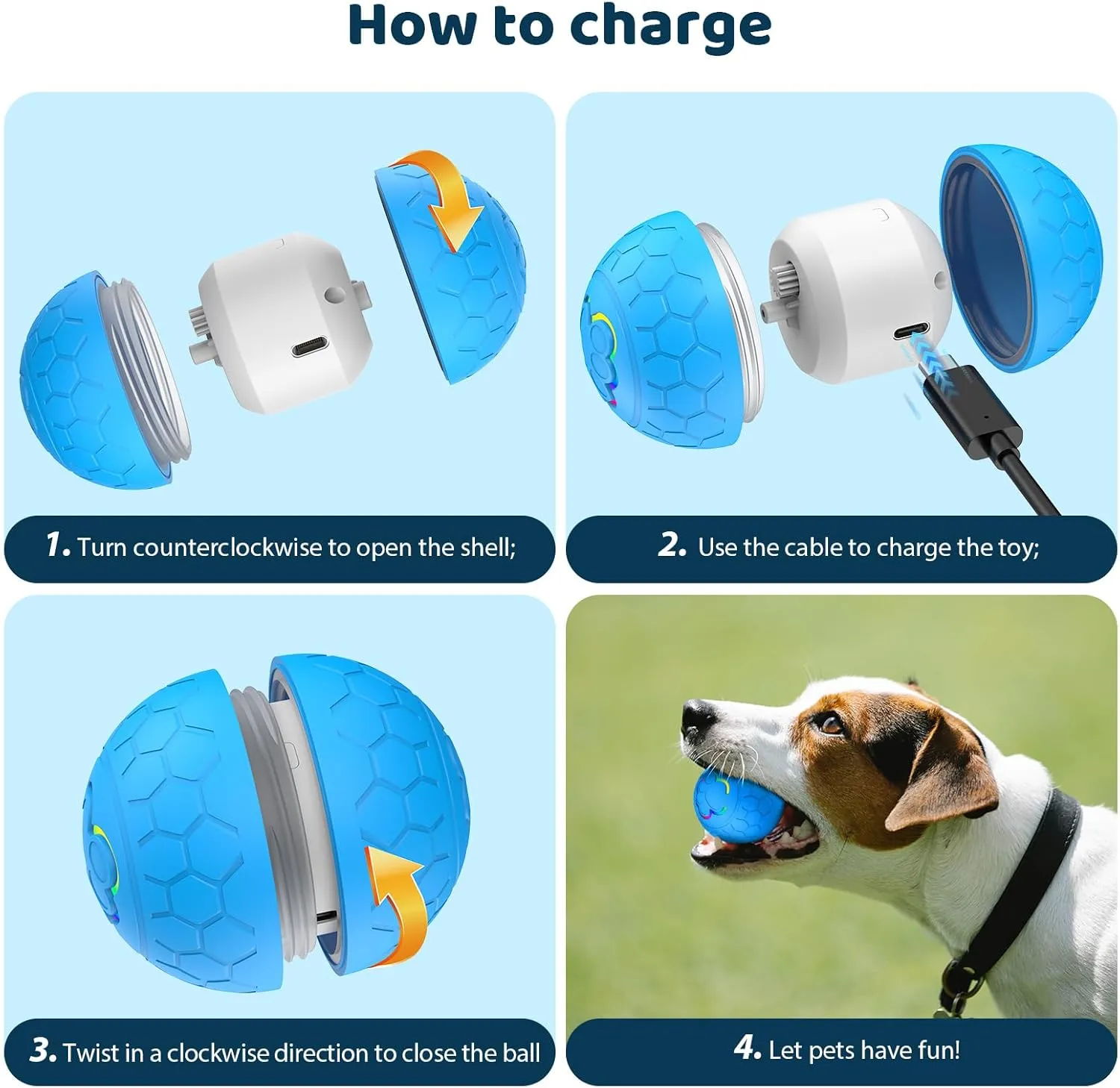 Interactive Shaky Ball Toy for Dogs and Cat  Newly Upgraded USB Rechargeable Smart Pet Ball for Small, Medium, and Large Dogs  Fun & Stimulating Interactive Dog Ball (Orange Automatic)