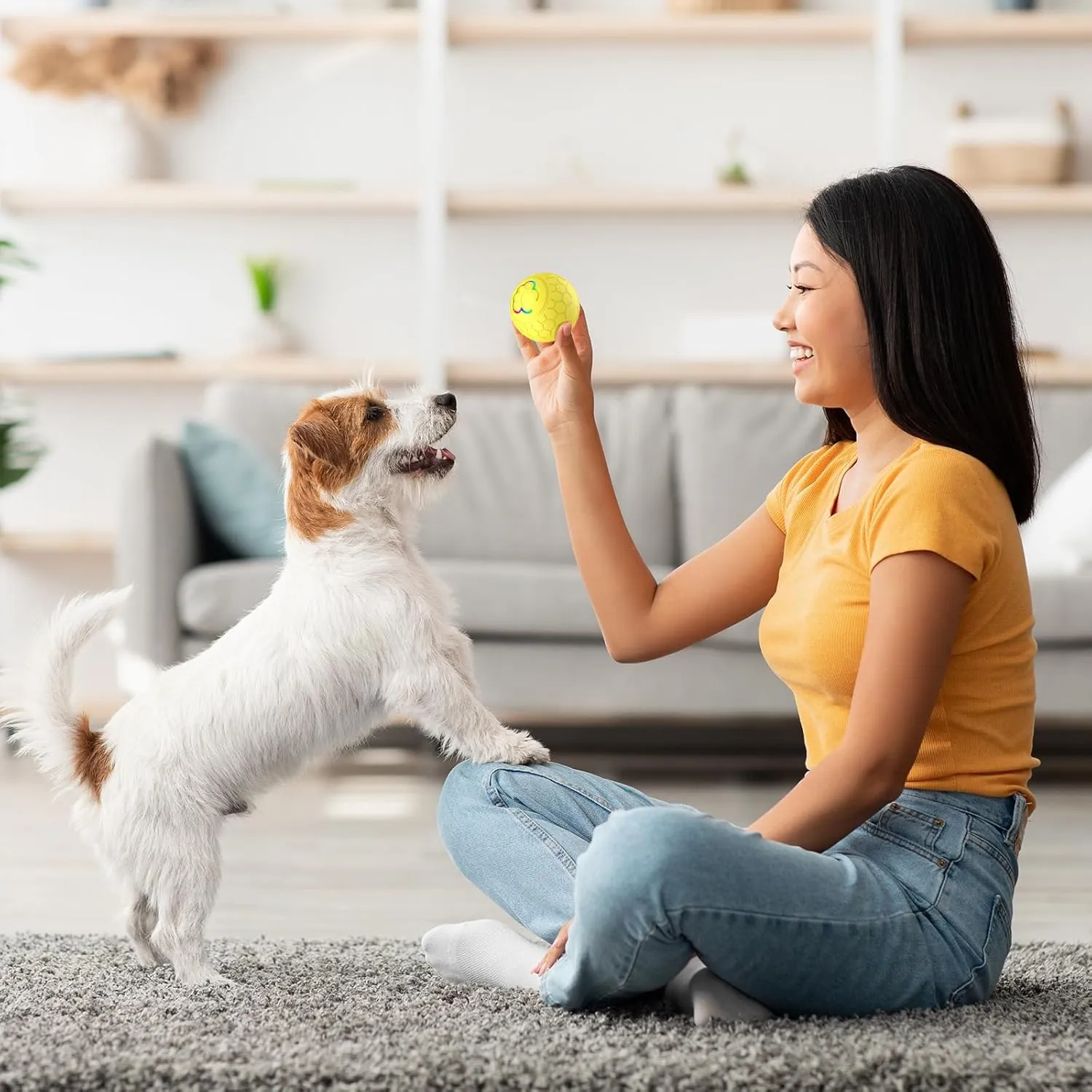 Interactive Shaky Ball Toy for Dogs and Cat  Newly Upgraded USB Rechargeable Smart Pet Ball for Small, Medium, and Large Dogs  Fun & Stimulating Interactive Dog Ball (Orange Automatic)