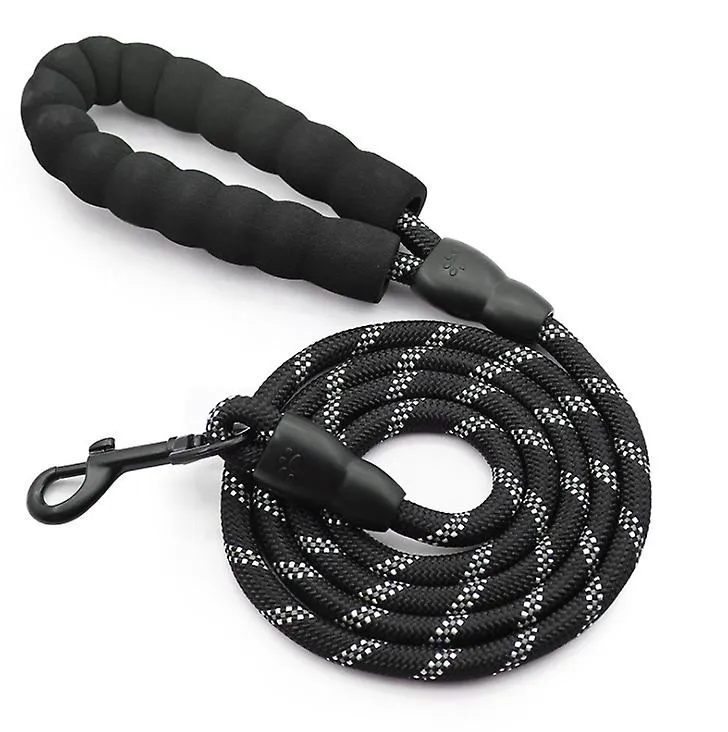 L black Pet leash, reflective nylon rock climbing round rope dog leash, dog leash AZ19384