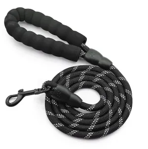 L black Pet leash, reflective nylon rock climbing round rope dog leash, dog leash AZ19384