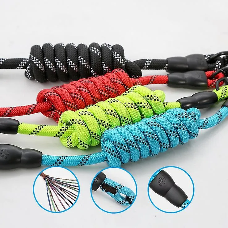 L black Pet leash, reflective nylon rock climbing round rope dog leash, dog leash AZ19384